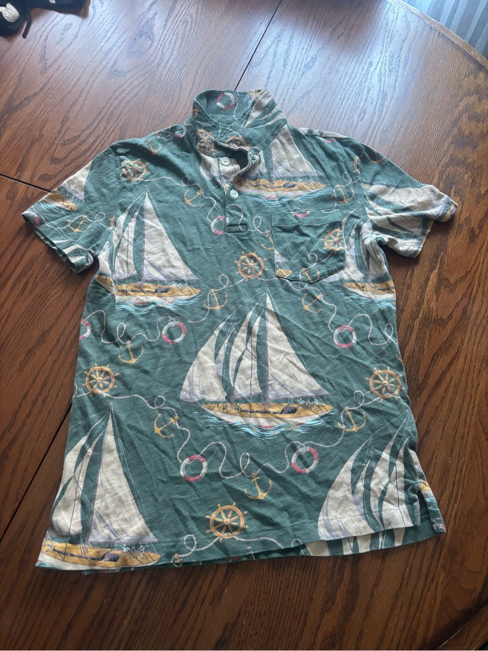 VTG 90s Ralph Lauren sailboats all over print collared shirt women's size S